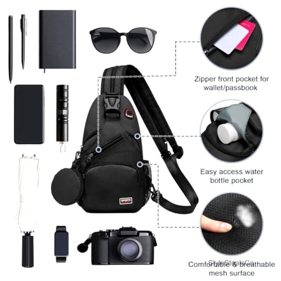 Convertible Sling Backpack with Tablet Pocket, Headphone Jack, Water Resistant main image 6